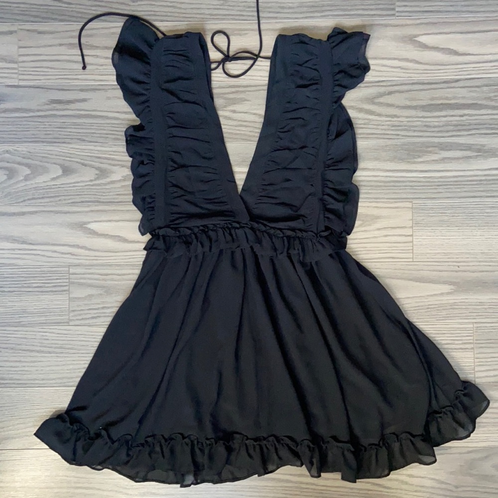 Vici Black Ruffled Mini Dress